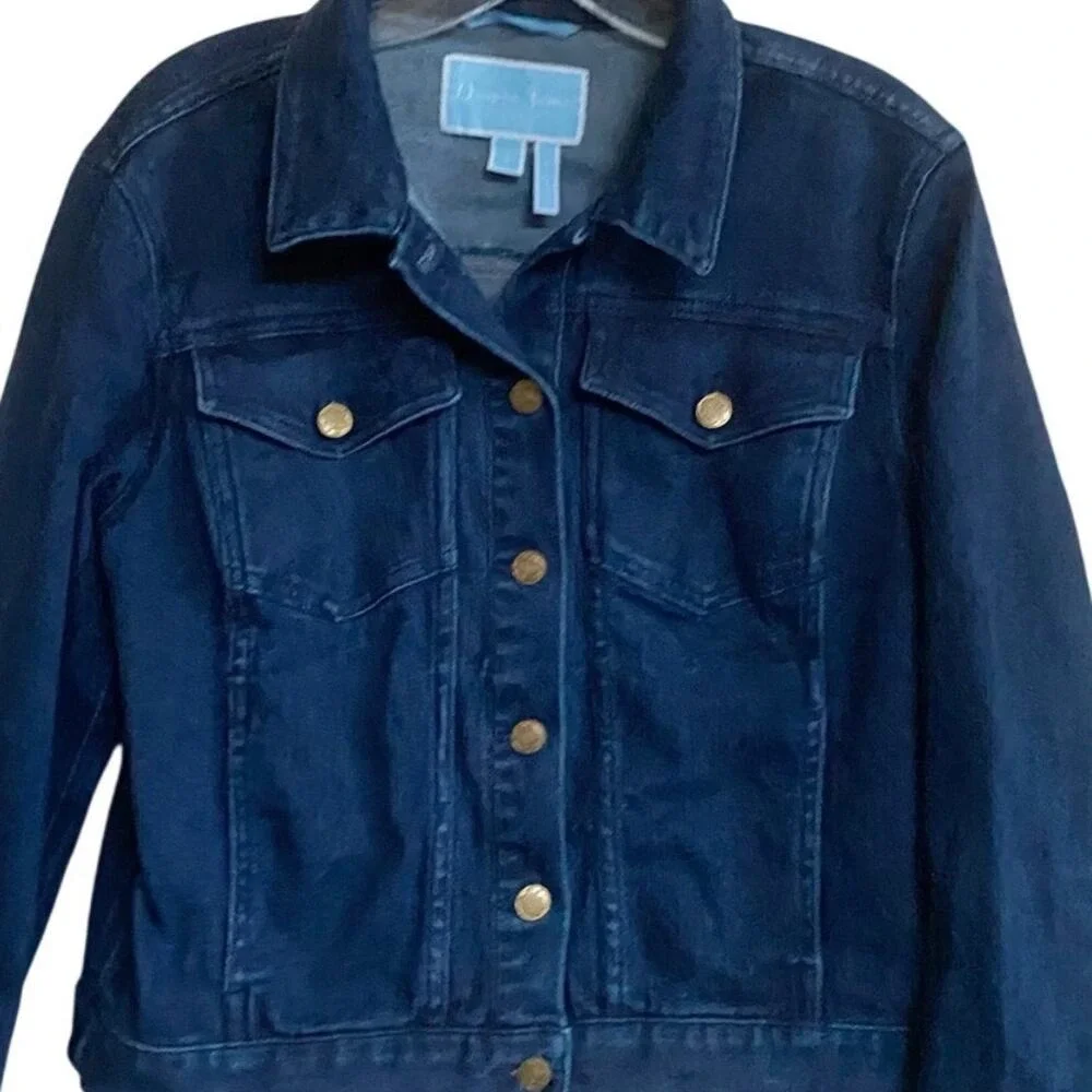 Draper James Strong Sweet and Southern Denim Jacket Dark Wash Blue Womens Medium